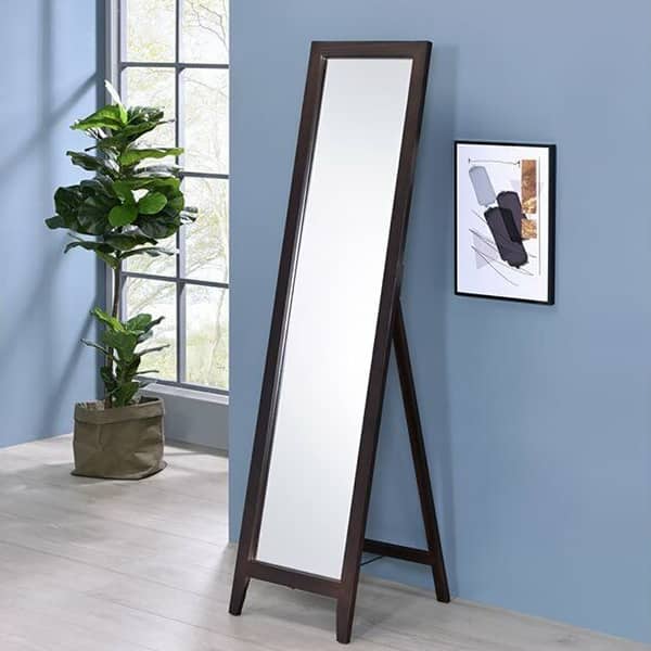 59" Wood Full-Length Free Standing Mirror Walnut - 15"x59" - Bed Bath ...